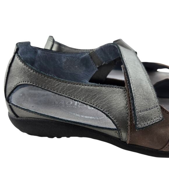 Naot Papaki Sandals Women 7 7.5 38 Gray Metallic Pewter Adjustable Strap Comfort - Picture 2 of 13